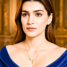 Load image into Gallery viewer, 18 K Gold Angel Wings Paved Zircon Silver Necklace