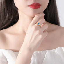 Load image into Gallery viewer, 18 K Celestial Azure Crest Silver Ring