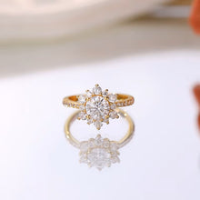 Load image into Gallery viewer, 18 K Gold Plated Flowery MOISSANITE Silver Ring