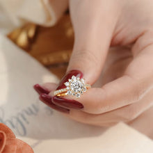 Load image into Gallery viewer, 18 K Gold Plated Flowery MOISSANITE Silver Ring