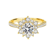 Load image into Gallery viewer, 18 K Gold Plated Flowery MOISSANITE Silver Ring