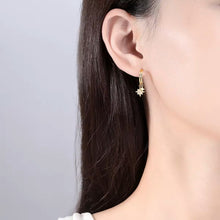 Load image into Gallery viewer, 18 K Gold Dangling Star Bohemian Silver Earrings