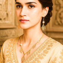 Load image into Gallery viewer, 18 K Gold Plated Pearl Zircon Leaf Silver Earrings