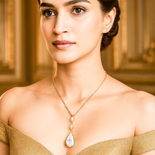 Load image into Gallery viewer, 18 K Gold Drop Swarovski Crystal Silver Necklace