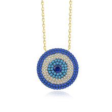 Load image into Gallery viewer, 18K Evil Eye Zircon Pendant Silver Necklace
