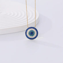 Load image into Gallery viewer, 18K Evil Eye Zircon Pendant Silver Necklace