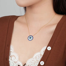 Load image into Gallery viewer, 18K Evil Eye Zircon Pendant Silver Necklace