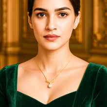 Load image into Gallery viewer, 18 K Gold Antler Natural Pearl Pendant Silver Necklace