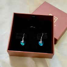 Load image into Gallery viewer, Ocean Blue Rhinestone Crystal Silver Earrings