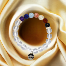 Load image into Gallery viewer, 7 CHAKRA Clear Quartz Silver Bead Bracelet (8 MM)