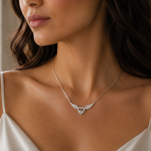 Load image into Gallery viewer, Angel Wings White Zircon Pendant Silver Necklace