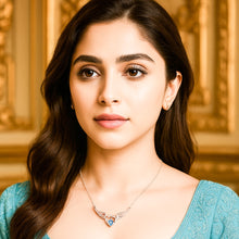 Load image into Gallery viewer, Angel Wings Blue Zircon Pendant Silver Necklace