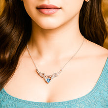 Load image into Gallery viewer, Angel Wings Blue Zircon Pendant Silver Necklace