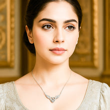 Load image into Gallery viewer, Angel Wings White Zircon Pendant Silver Necklace