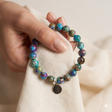 Load image into Gallery viewer, Blue Jasper Stone Flat Silver Bracelet (8 MM)