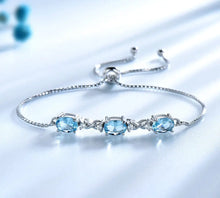 Load image into Gallery viewer, Natural Blue Topaz White Zircon Silver Bracelet