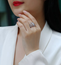 Load image into Gallery viewer, Barcelona Blossom Radiance Moissanite Silver Ring