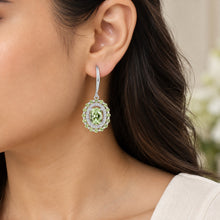Load image into Gallery viewer, MysticFlavia green gemstone drop earring worn on a model ear