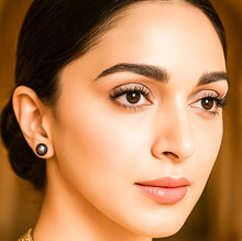 Load image into Gallery viewer, Black Natural Pearl Stud Silver Earrings (11 MM)