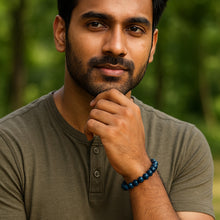 Load image into Gallery viewer, Blue Tiger Eye Silver Duo Bracelet (8 MM)