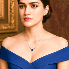 Load image into Gallery viewer, Blue Heart Drop Swarovski Crystal Silver Necklace