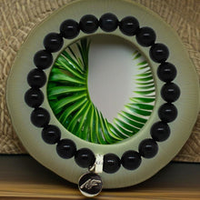 Load image into Gallery viewer, Black_Obsidian_Flat_silver_Bracelet_001