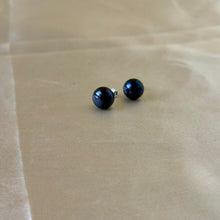 Load image into Gallery viewer, Black pearl earrings 11 MM natural pearl studs by MysticFlavia