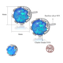 Load image into Gallery viewer, Blue Opal Gemstone Stud Silver Earrings