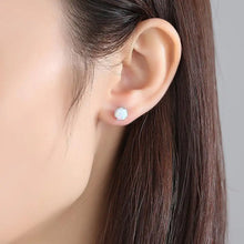 Load image into Gallery viewer, Blue Opal Gemstone Stud Silver Earrings