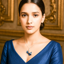 Load image into Gallery viewer, Blue Butterfly Swarovski Crystal Silver Necklace