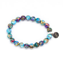 Load image into Gallery viewer, Blue Jasper Stone Flat Silver Bracelet (8 MM)