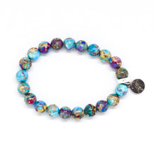 Load image into Gallery viewer, Blue Jasper Stone Flat Silver Bracelet (8 MM)