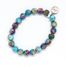 Load image into Gallery viewer, Blue Jasper Stone Flat Silver Bracelet (8 MM)