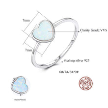 Load image into Gallery viewer, Blue Opal Gemstone Heart Silver Ring