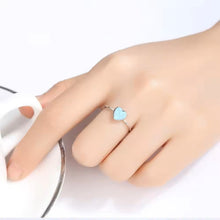 Load image into Gallery viewer, Blue Opal Gemstone Heart Silver Ring