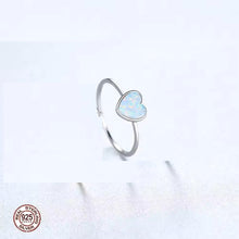Load image into Gallery viewer, Blue Opal Gemstone Heart Silver Ring