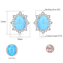 Load image into Gallery viewer, Blue Opal Gemstone Starry Silver Earrings