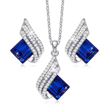 Load image into Gallery viewer, Blue Roman Crystal Silver Necklace Set
