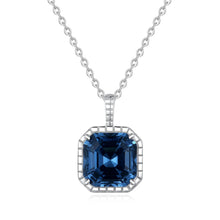 Load image into Gallery viewer, Blue Square Swarovski Crystal Silver Necklace