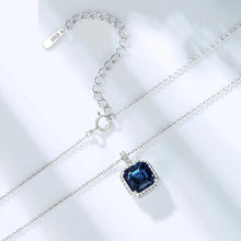 Load image into Gallery viewer, Blue Square Swarovski Crystal Silver Necklace