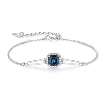 Load image into Gallery viewer, Sapphire Serenity Square Swarovski Silver Bracelet