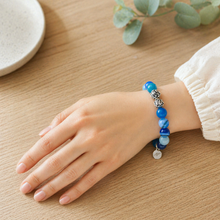 Load image into Gallery viewer, Blue_Striped_Agate_Silver_Bracelet_001
