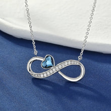 Load image into Gallery viewer, Blue Infinity Heart Swarovski Crystal Silver Necklace