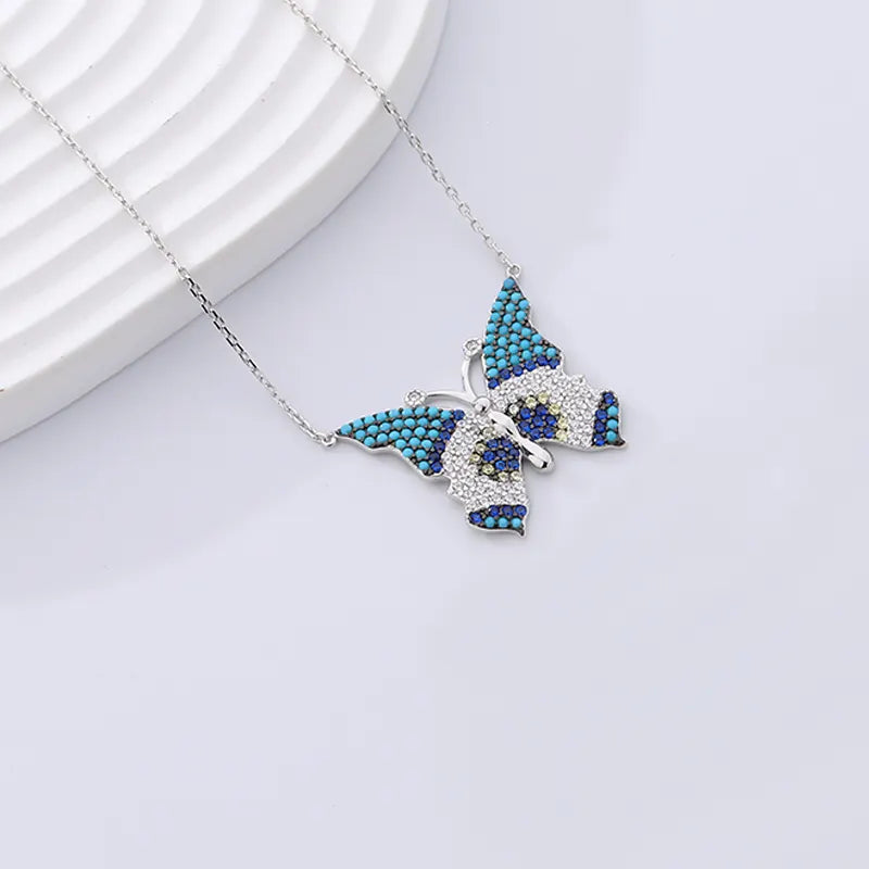 Milano Butterfly Pendant Silver Necklace