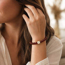 Load image into Gallery viewer, Carnelian Stone Infinity Silver Bead Bracelet (8 MM)