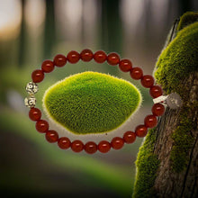 Load image into Gallery viewer, Carnelian Stone Silver Bead Bracelet (8 MM)
