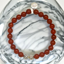Load image into Gallery viewer, Carnelian Stone Silver Bead Bracelet (8 MM)