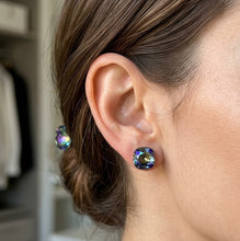 Load image into Gallery viewer, Woman wearing Swarovski crystal stud earring, close-up on ear.