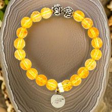Load image into Gallery viewer, Citrine Stone Silver Bead Bracelet (8 MM)
