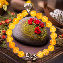 Load image into Gallery viewer, Citrine Stone Silver Bead Bracelet (8 MM)